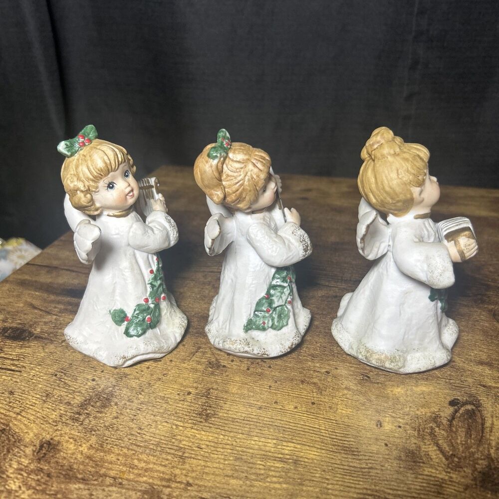 Homco Christmas Angels Instruments Vintage Taiwan Harp Accordion Mandolin - Picture 3 of 12